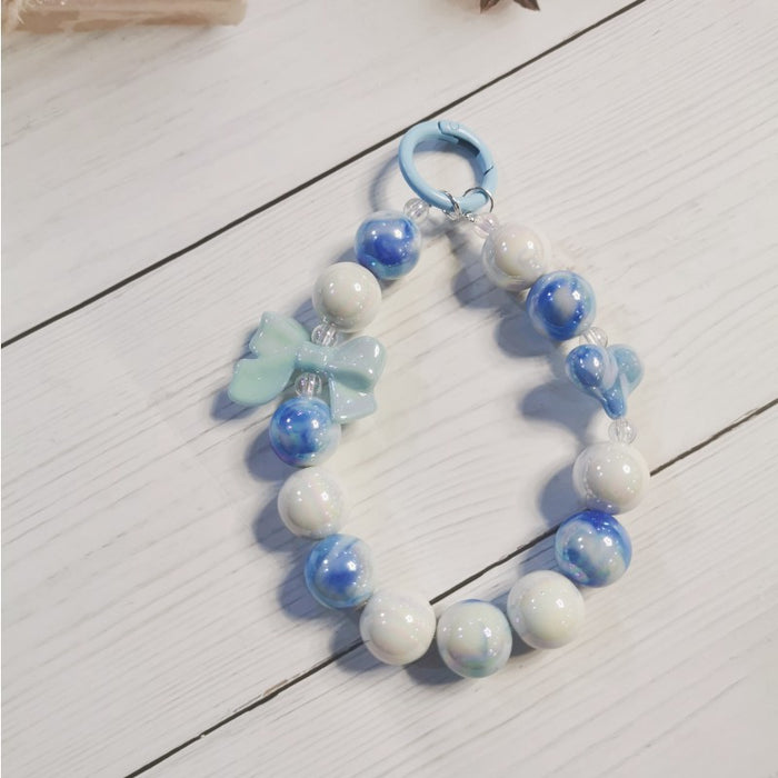 Wholesale Electroplated beaded bow car key chain mobile phone pendant