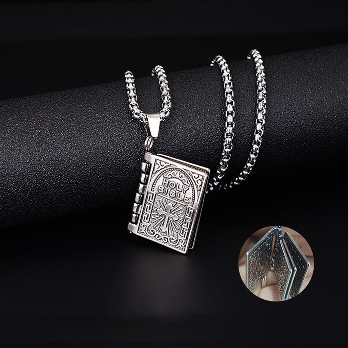 Wholesale New Vintage Pendant, Personalized Fashion Book Necklace, Creative Retro Cross Necklace