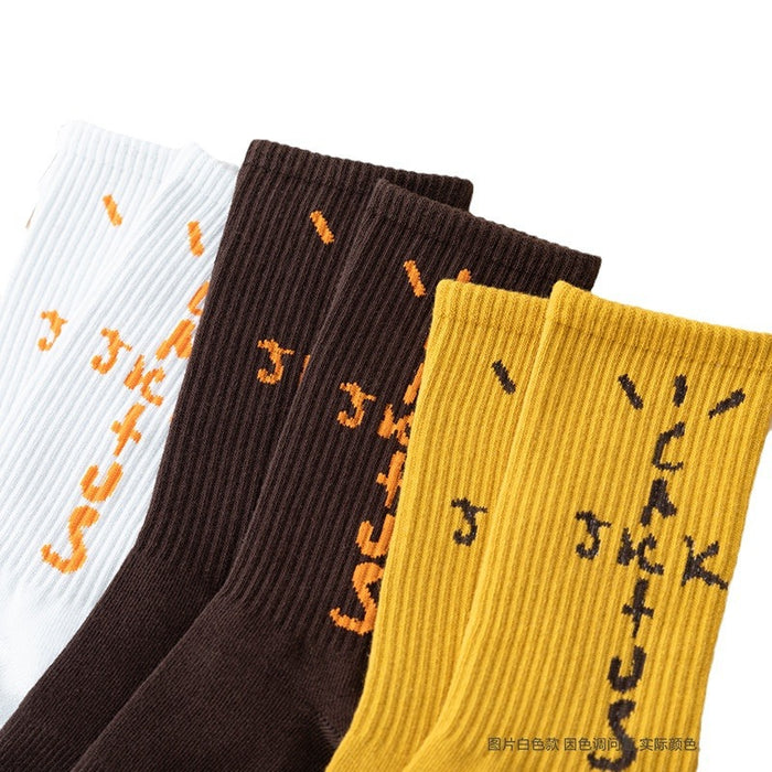 Wholesale Three-color Letter Printing Long Cotton Socks JDC-SK-JiaY021