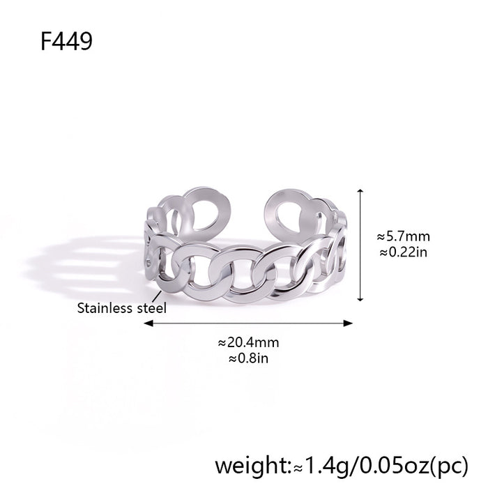 Wholesale Hollow Geometric Stainless Steel Adjustable Open Ring Gold Plated Jewelry