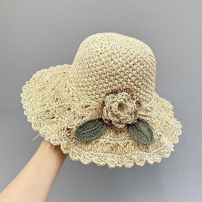 Wholesale Beach Hat Hand-woven Summer Cool Hat Straw Hat Women's Sunshade Flower Sun Hat