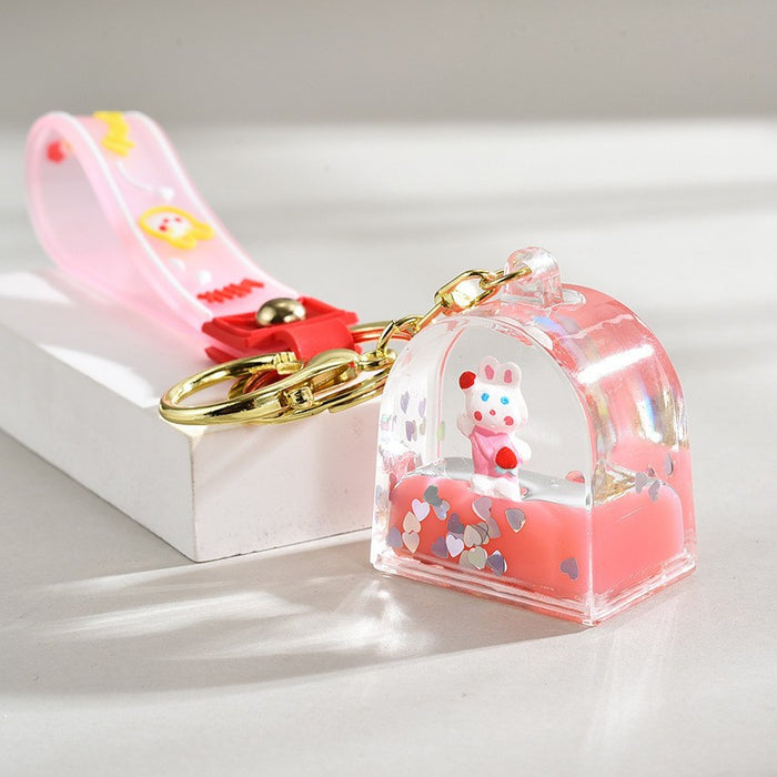 Wholesale Quicksand Bottle Cartoon Kitten Keychain