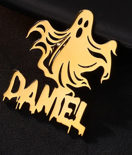 Wholesale  Witch Name Brooch Pin DIY Ghost Badge Costume Accessory