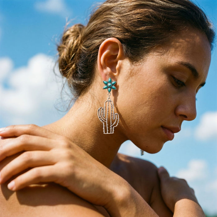Wholesale Retro Turquoise Alloy Earrings
