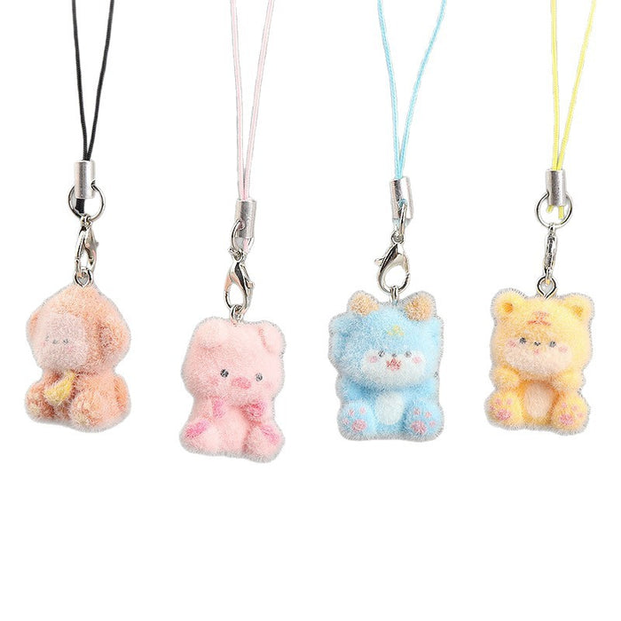 Wholesale Creative Cute Pet Pendant Flocked Small Animal 3D Bag Accessory Keychains