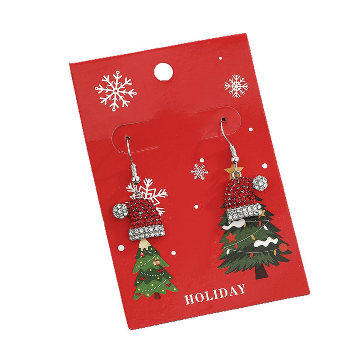 Wholesale Christmas earrings with diamonds,  autumn and winter Christmas hat rhinestone earrings