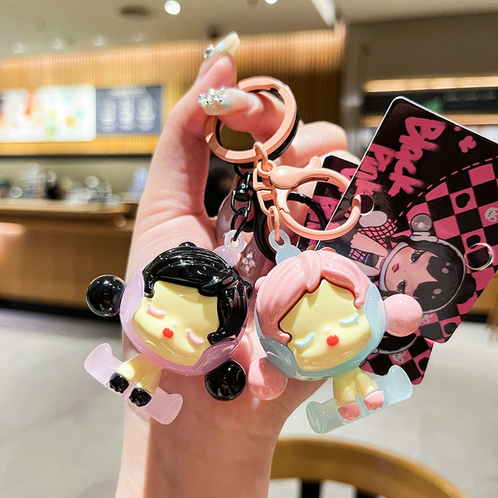 Wholesale Original Girl Keychain Electroplating UV Cartoon Doll Couple Keychain Bag Pendant Small Gift