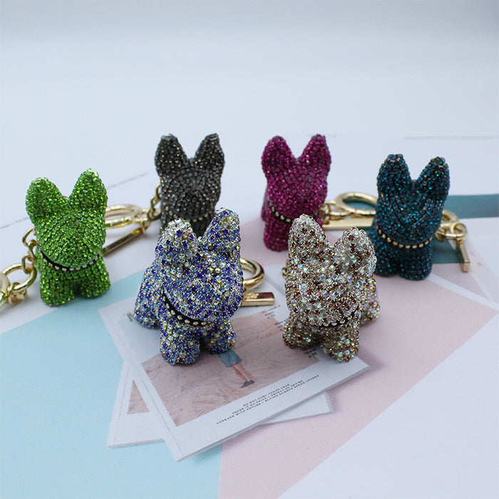 Wholesale diamond-encrusted puppy doll key chain key chain bag metal pendant