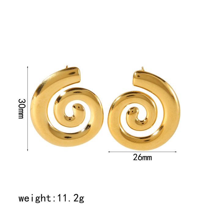 Wholesale Gold Plated Earrings stainless steel geometric spiral earrings