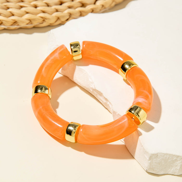 Wholesale Personalized acrylic curved tube bracelet curved bamboo tube halo retro marble bracelet