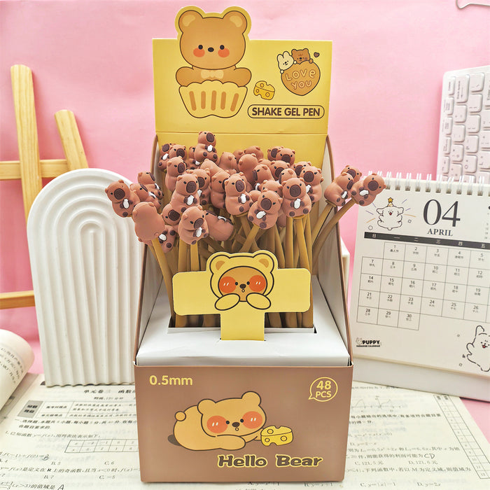 Wholesale Capybara Rock Soft Gel Pen Simulation Food Shape Swing Pen Decompression Gift Pen Student Stationery