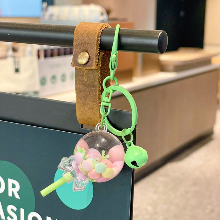 Wholesale Creative oil colored bead lollipop keychain cute cartoon car couple bag pendant small gift