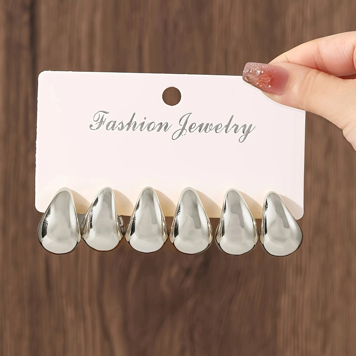 Wholesale Water droplet earring set macaron color niche high-end temperament ear accessory