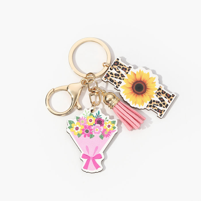 Wholesale Mother's Day Wooden MOM Pendant Keychain JDC-KC-HuiWen018