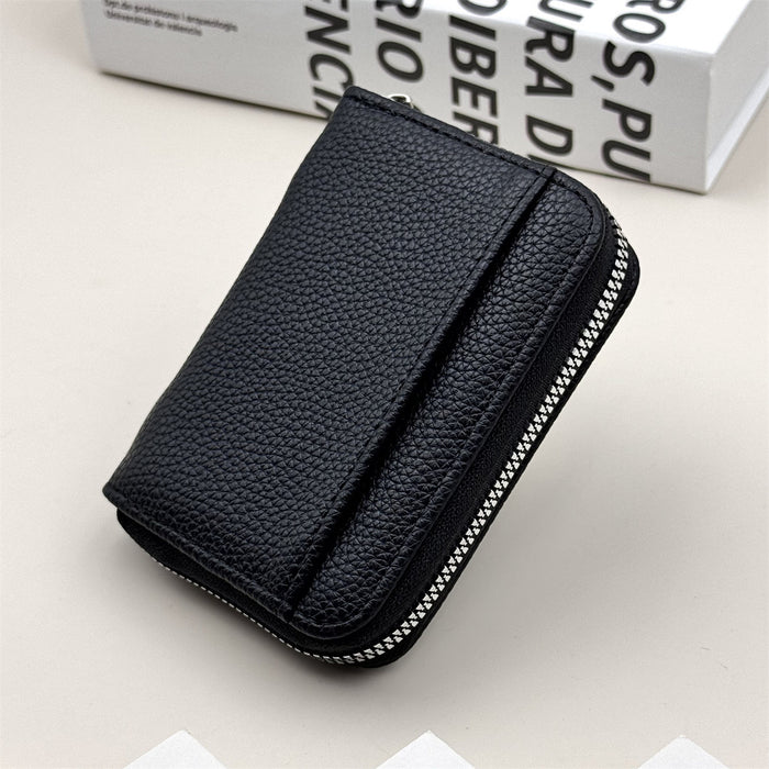 Wholesale Large Capacity PU Leather Card Holder Coin Purse Solid Black Daily Use Gift MOQ≥2