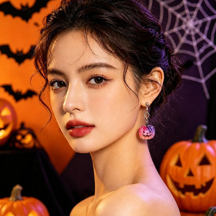 Wholesale Acrylic Pumpkin Head Earrings Retro Festival Jewelry Accessory MOQ≥2