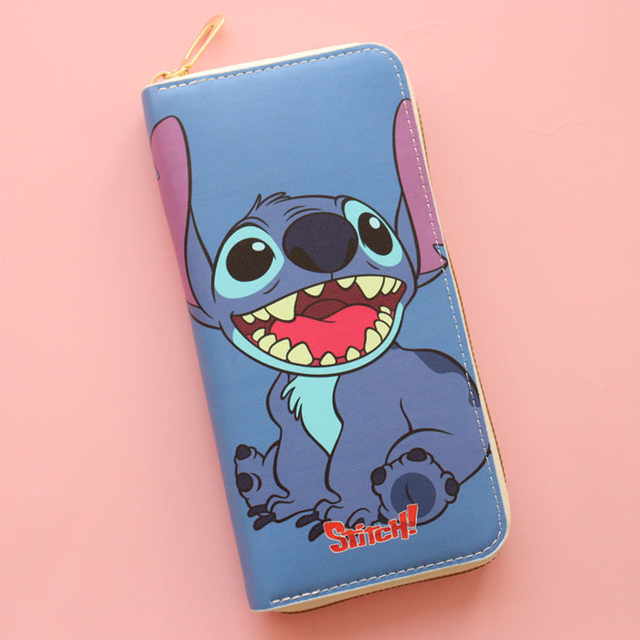 Wholesale PU cartoon long wallet coin purse with zipper and large capacity card holder