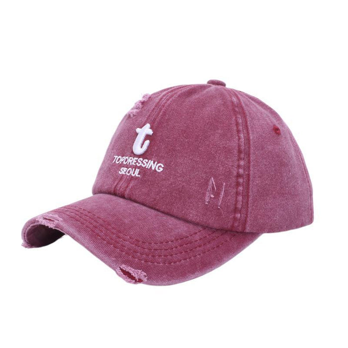 Wholesale New baseball cap, personalized, perforated, vintage sun hat, embroidered duckbill cap for spring and summer