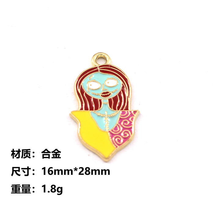 Wholesale 10pcs  Funny Skull Pumpkin Cartoon Accessories Alloy Oil Dropping Pendant Earrings Keychain