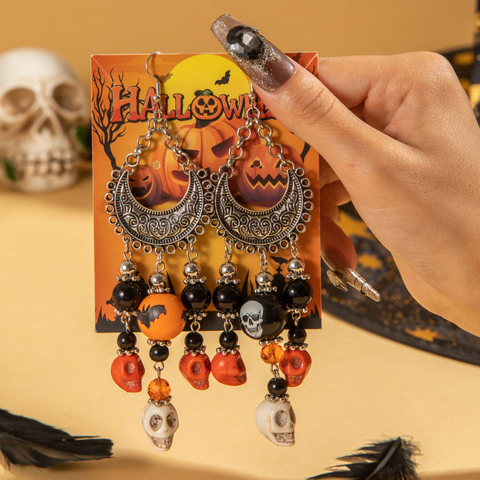 Wholesale Halloween Gothic  Skull Tassel Earrings Alloy Fashion Accessory for Women MOQ≥5