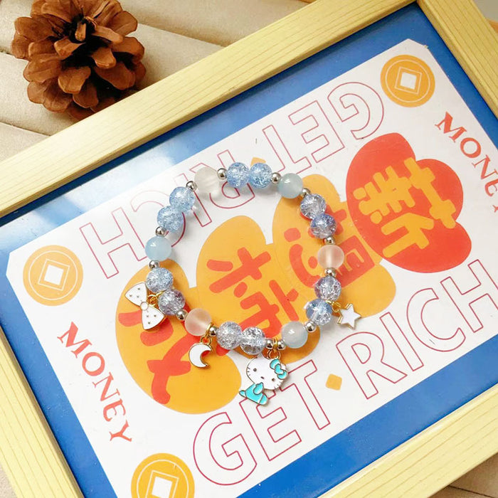 Wholesale Cat pendant flower bead bracelet niche design cute girls bracelet girlfriends gift