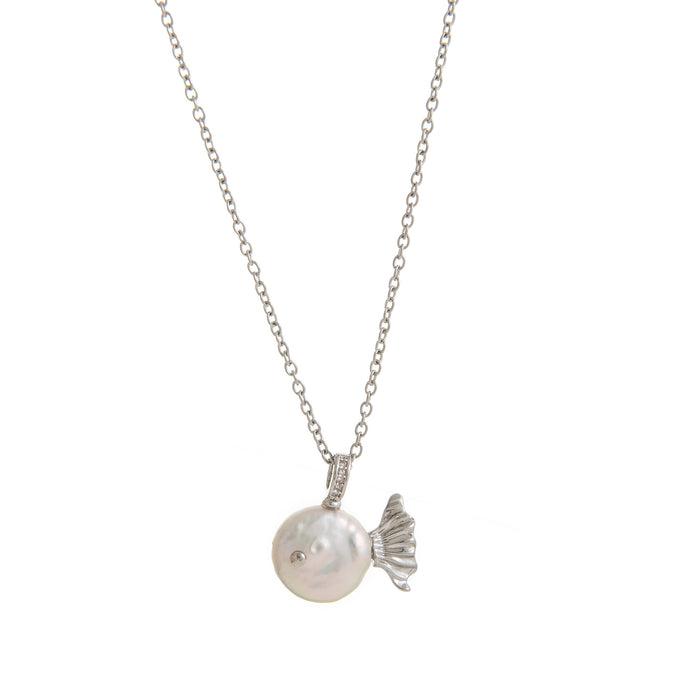 Wholesale Ice cream cone bow pearl pendant necklace