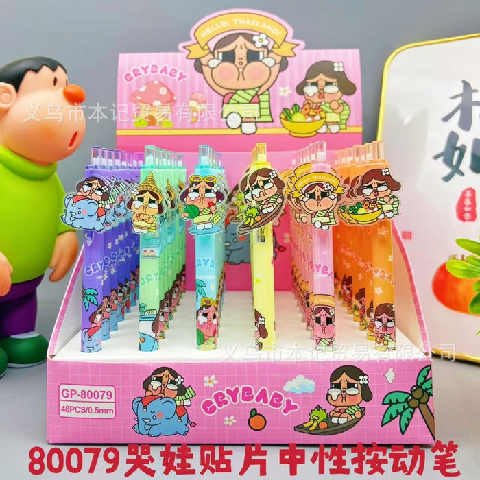 Wholesale 48pcs Cartoon-printed acrylic student push-button pen