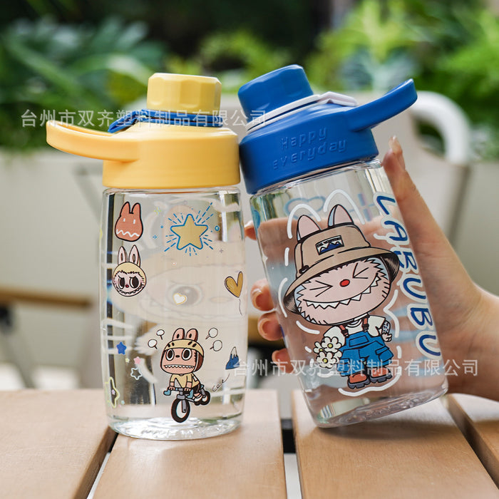 Wholesale Cartoon Pattern Transparent Plastic Cup Large-Capacity Water Cup,  Anti-Fall Cup,  Direct Drinking Rope,  Portable Cup