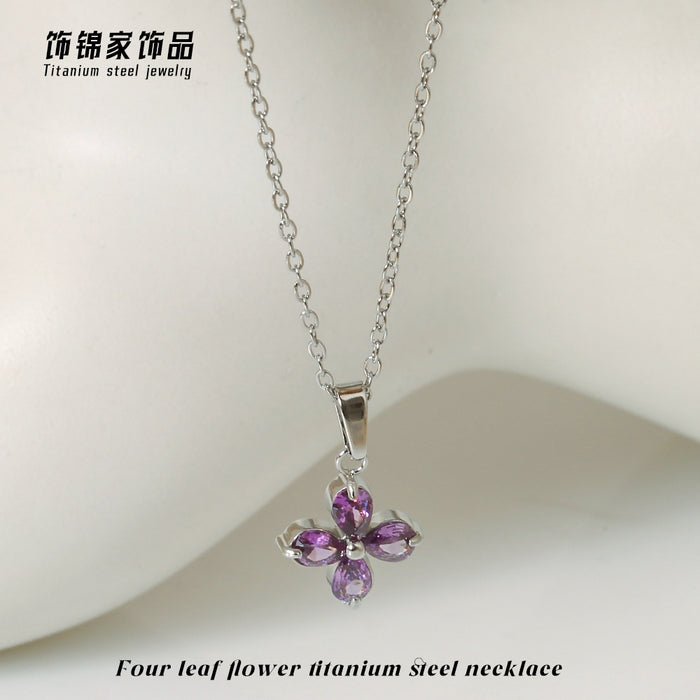 Wholesale Gold Butterfly Zircon Pendant Necklace Titanium Steel Fashion Jewelry MOQ≥2