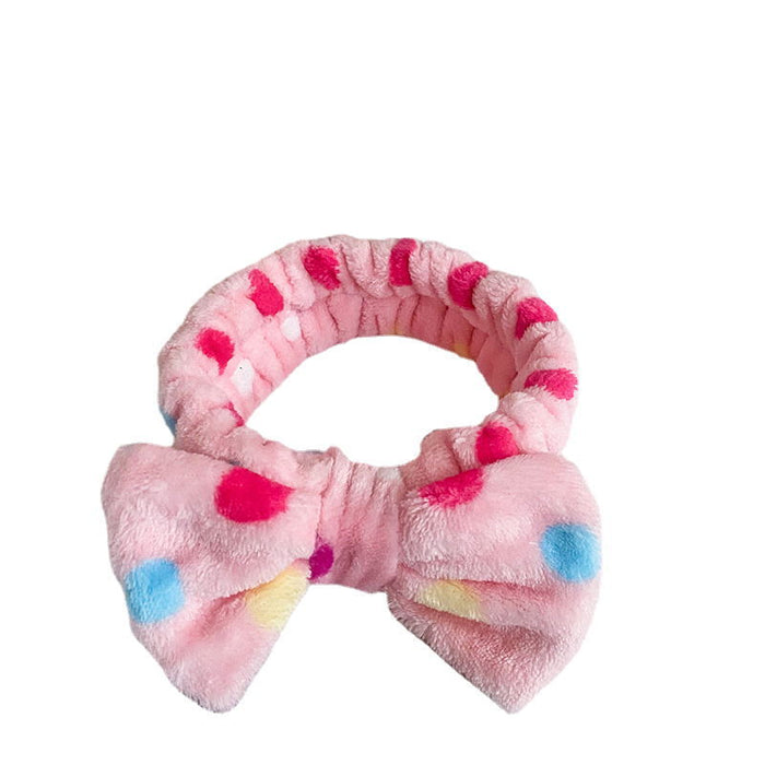 Wholesale Leopard Print Polka Dot Striped Bow Headband Women' s Face Wash Sports Headband Coral Velvet Hair Accessories