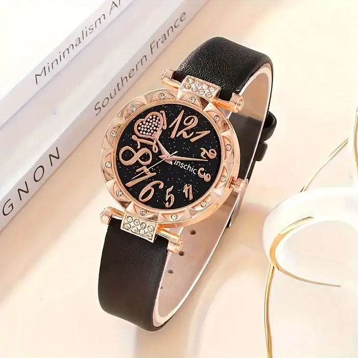 Wholesale Women's Diamond Studded Dial Belt Quartz Watch Bead Bracelet Set Watch JDC-WH-Xilu003