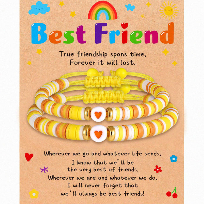 Wholesale Friend Card Woven Bracelet Friend Colored Soft Ceramic Love Bracelet Stretchable Friendship Woven Bracelet