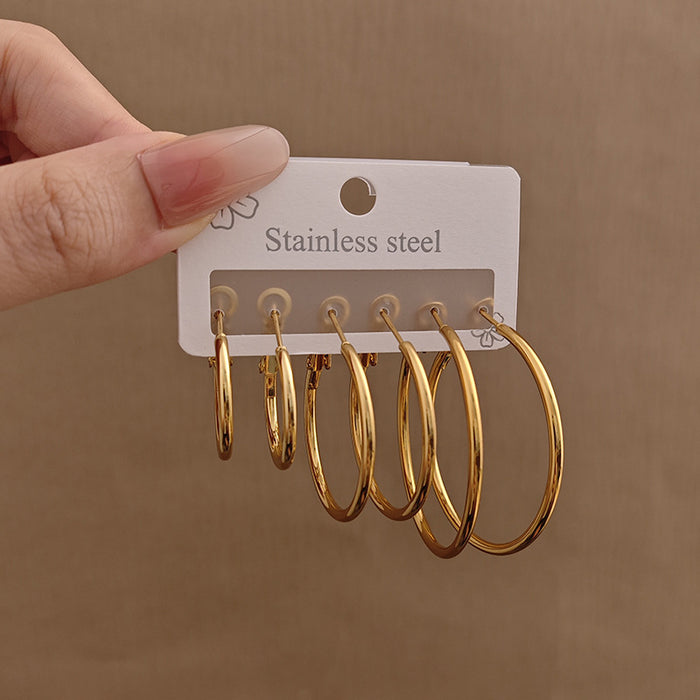 Wholesale Love pentagram earrings, exaggerated large earrings, high-end stainless steel earrings, gold-plated round earrings