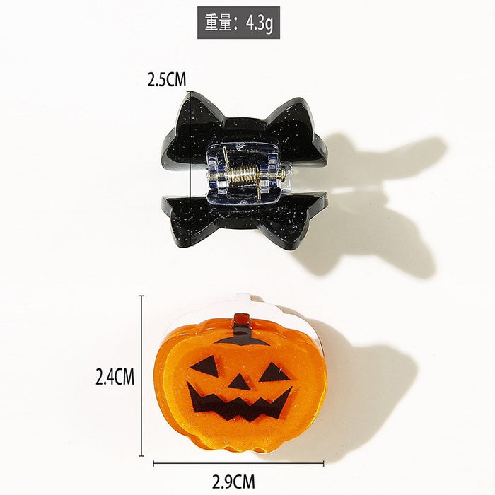Wholesale Halloween imitation acetate  funny dark style shark clip personality creative pumpkin hairpin ghost clip