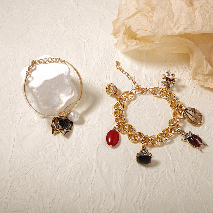 Wholesale Double-layer Stacked Wear Retro Insect Love Pendant Chain Bracelet