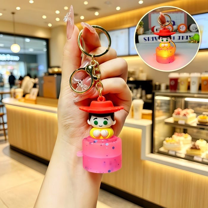 Wholesale Cartoon Metal Keychain Night Light Decorative Bag Charm Gift for Students Couples MOQ≥2