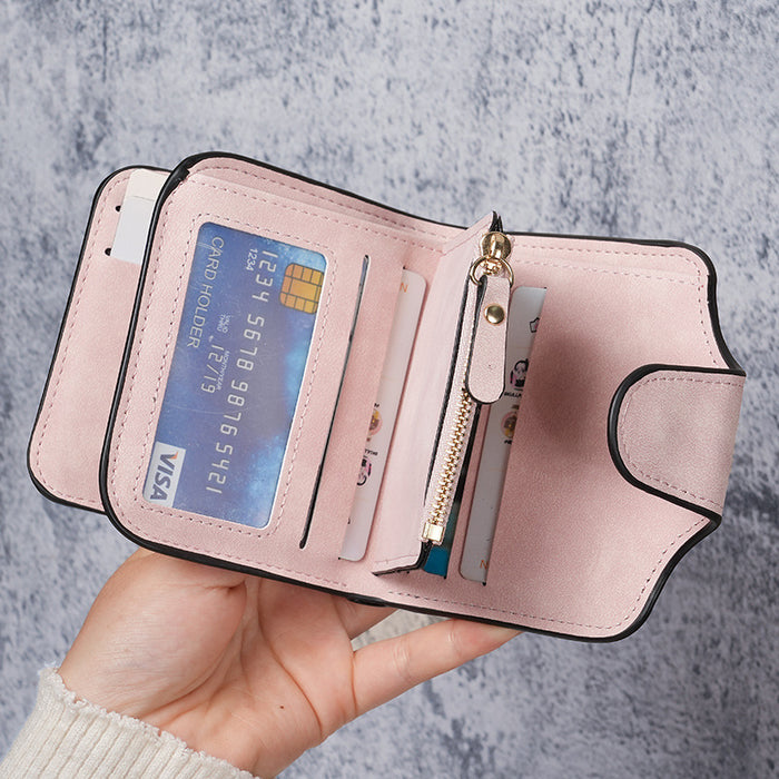 Wholesale Women' s Solid Color Urban Simple Short Wallet with Multiple Card Slots Everyday Wallet Gift