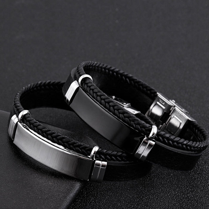 Wholesale Men's Vintage Titanium Steel Leather Bracelet JDC-BT-YuYuan001