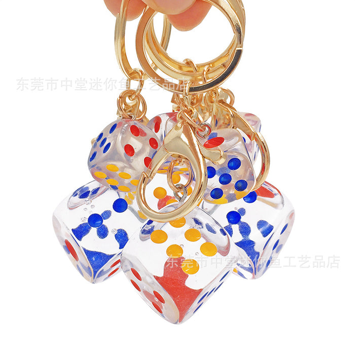 Wholesale Transparent Dice Keychain Crystal Creative Fashion Bag Car Key Dice Set Pendant
