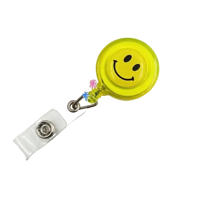Wholesale Smiley face pull buckle retractable buckle Badge Reels Keychains