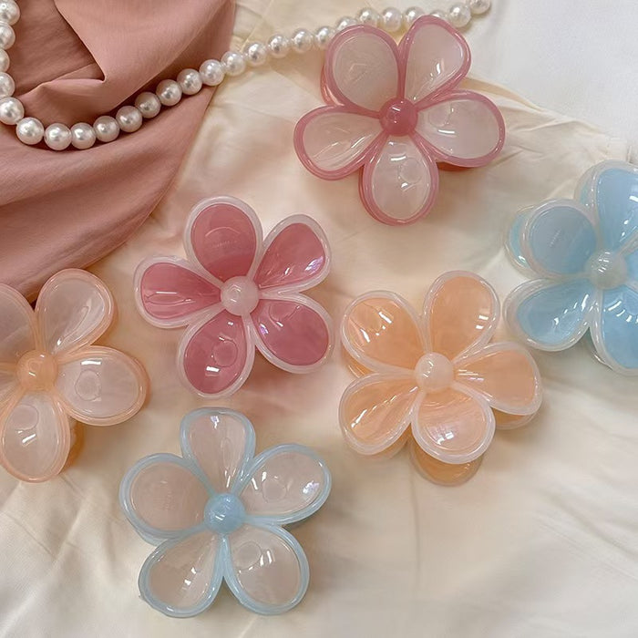 Wholesale Cream Jelly Contrasting Color Flower Hair Clips