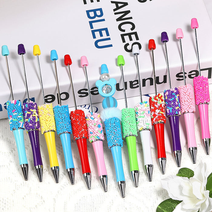 Wholesale 10PCS New color sugar bead pen color needle ballpoint pen high value DIY rotating candy party cute bead pen