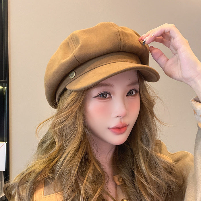 Wholesale Hat Women's Retro Octagonal Hat Versatile Beret Literary Newspaper Children's Hat