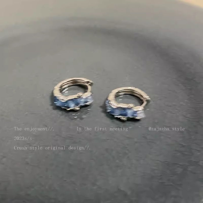 Wholesale Blue earrings for women, popular sweet and cool fashion earrings, niche design sense, high-end earrings