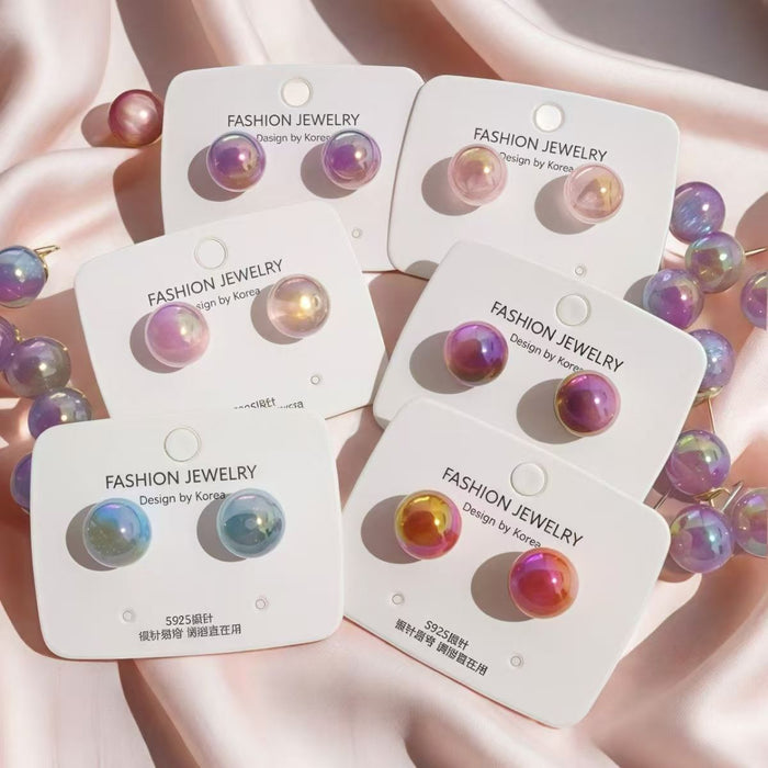 Wholesale Silver Needle 12MM Colorful Pearl Earrings with High Quality and Charm Candy Color Earrings