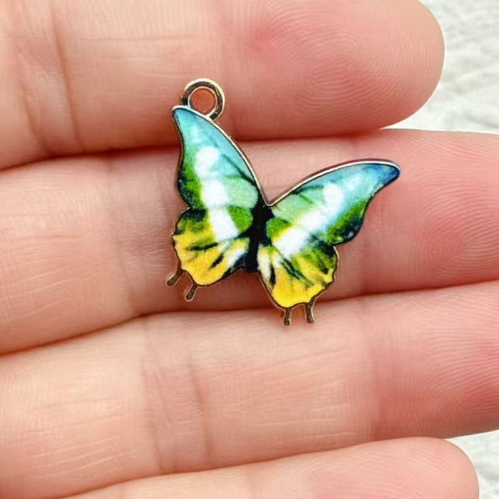 Wholesale 10 PCS DIY alloy enamel colorful butterfly single pendant charm