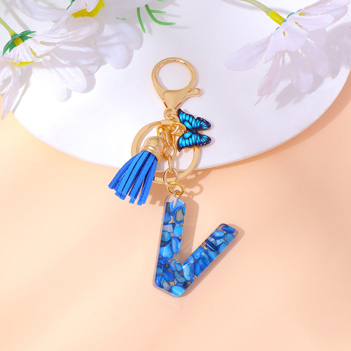 Wholesale Letter Keychain Tassel Butterfly Girl Bag Pendant