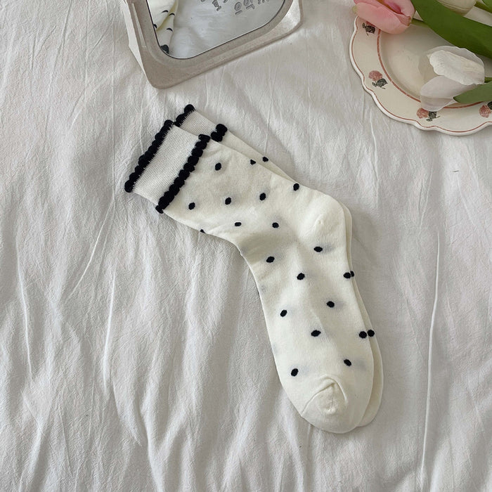 Wholesale Lace socks, tube socks, retro polka dot stockings, pile socks