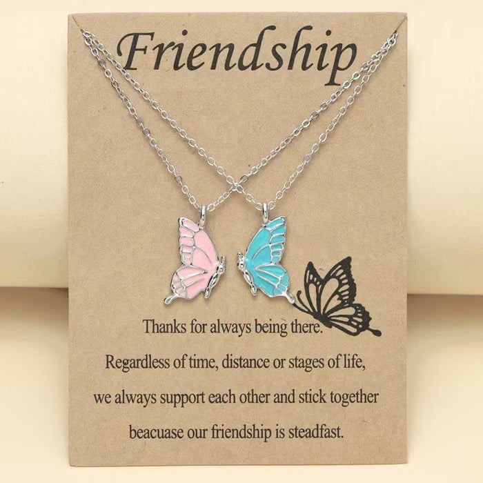 Wholesale Colorful Butterfly Friendship Pendant Necklace Set - Fashion Alloy Jewelry Accessory MOQ≥2