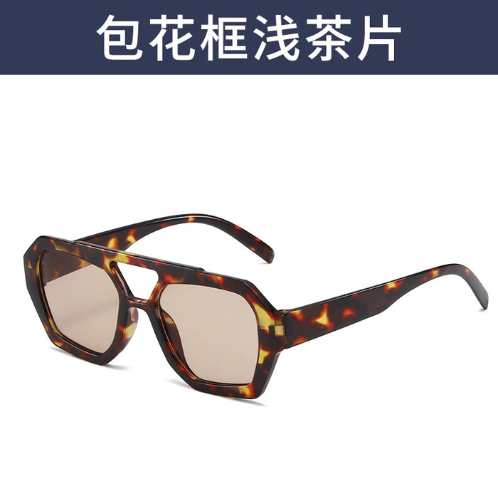 Wholesale Large frame polygonal sunglasses for women, fashionable and personalized sunglasses, internet famous retro street photography glasses